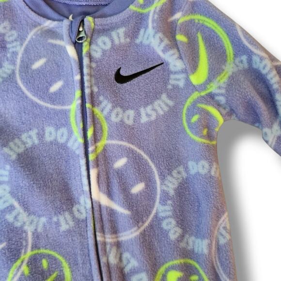 Nike Smiley Logo Fleece Footies One Piece In Purple - Picture 3 of 3